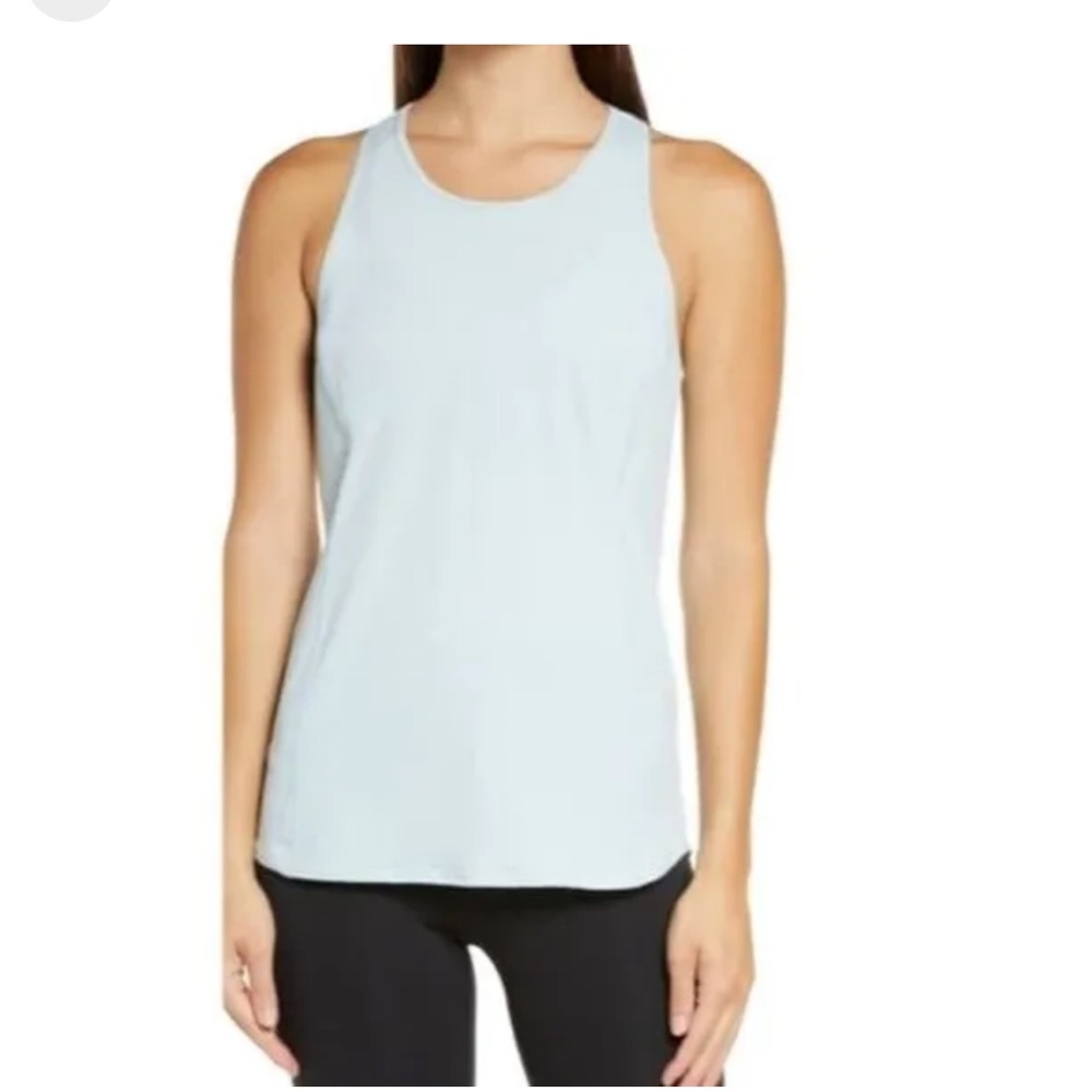 NEW Zella Nova Perforated Racerback Activewear New Womens Workout Medium Blue